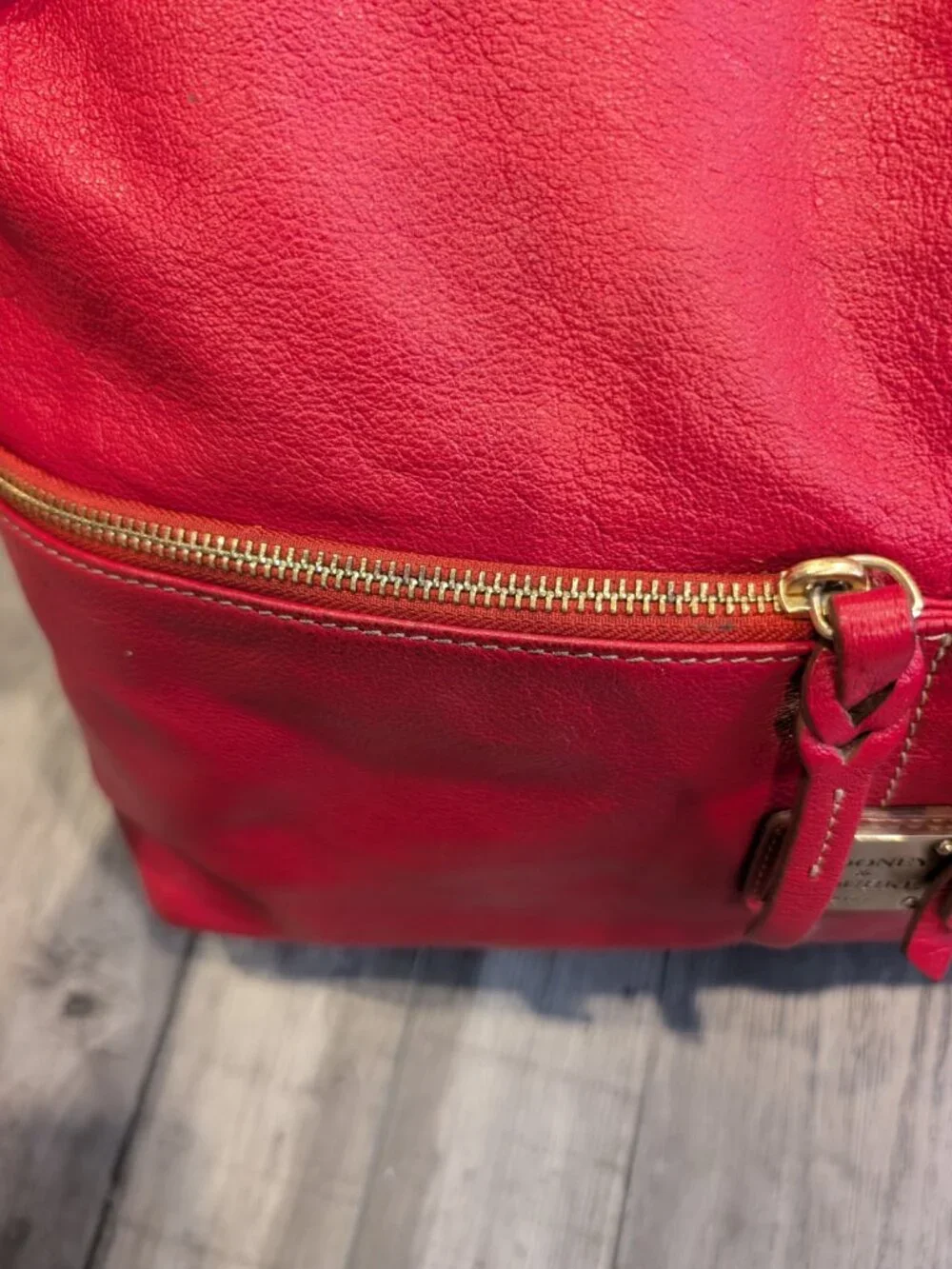 Dooney & Bourke Large Red Leather Hobo Shoulder Bag GUC